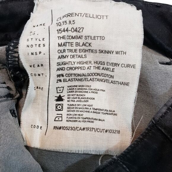 Current Elliott Jeans Size 23 The Combat Stiletto Matte Black Denim Pants Womens - Picture 6 of 7